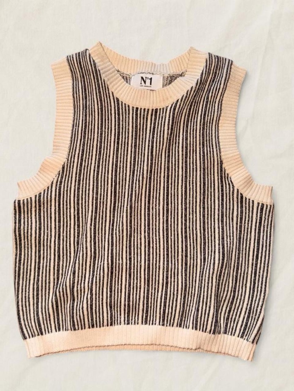 Cream & Black Striped Knit Tank